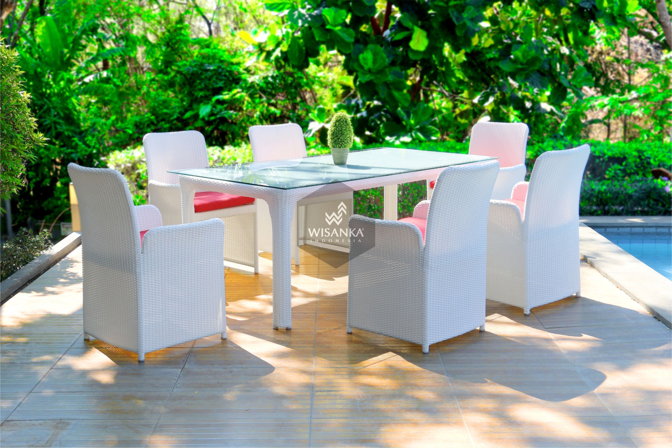 Synthetic Rattan Furniture Chalta Dining Set | Indonesia Garden Teak